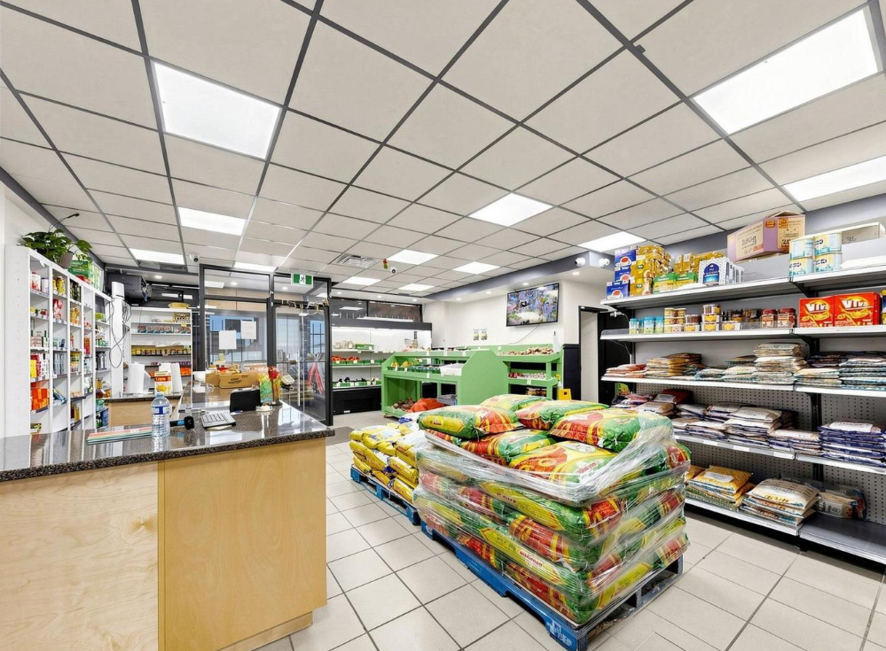 Inside Delta Market looking across the store